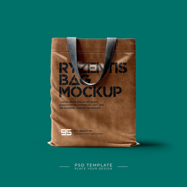 Bolsa de compras moderna para la maqueta de tela