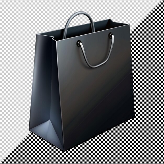 PSD bolsa de compras negra sobre un fondo transparente