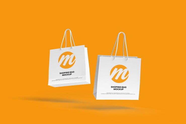 bolsa de compras o diseño de maqueta de bolsa de buscapersonas