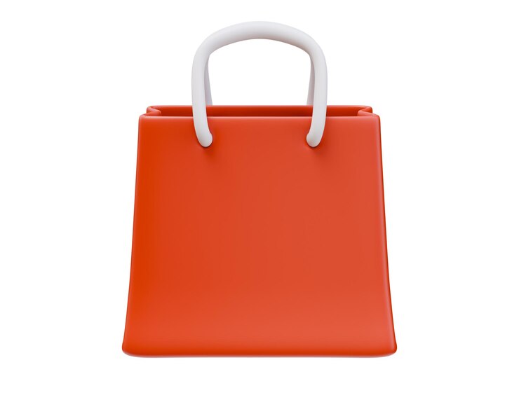 PSD bolsa de compras de papel con icono 3d con manijas tienda de compras en línea concepto de venta diseño de ilustración 3d