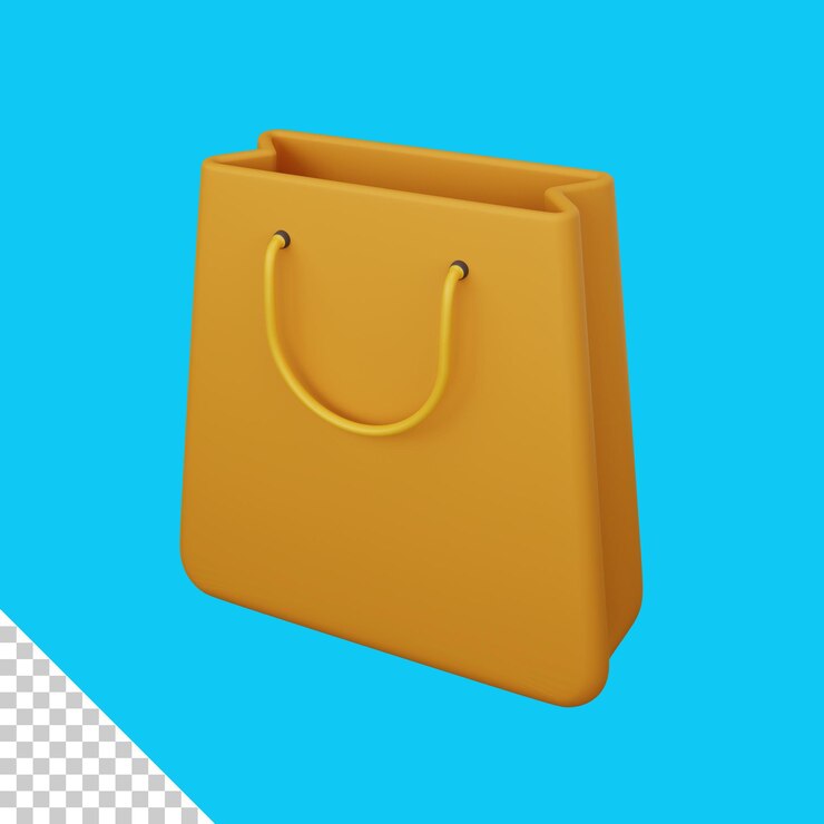 PSD bolsa de compras de renderizado 3d aislada útil para comercio electrónico o ilustración de diseño de negocios en línea