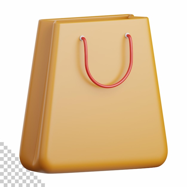Bolsa de compras de renderizado 3d aislada útil para compras de comercio electrónico y diseño de negocios en línea