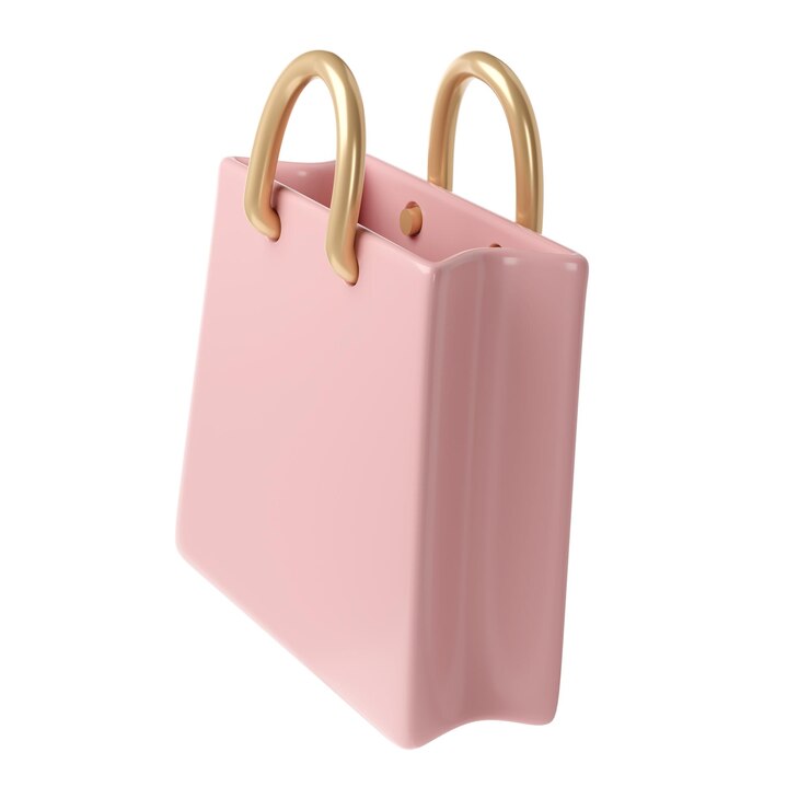 PSD bolsa de compras rosada 3d transparente render bolsa de regalo en línea o al por menor símbolo de compras moda
