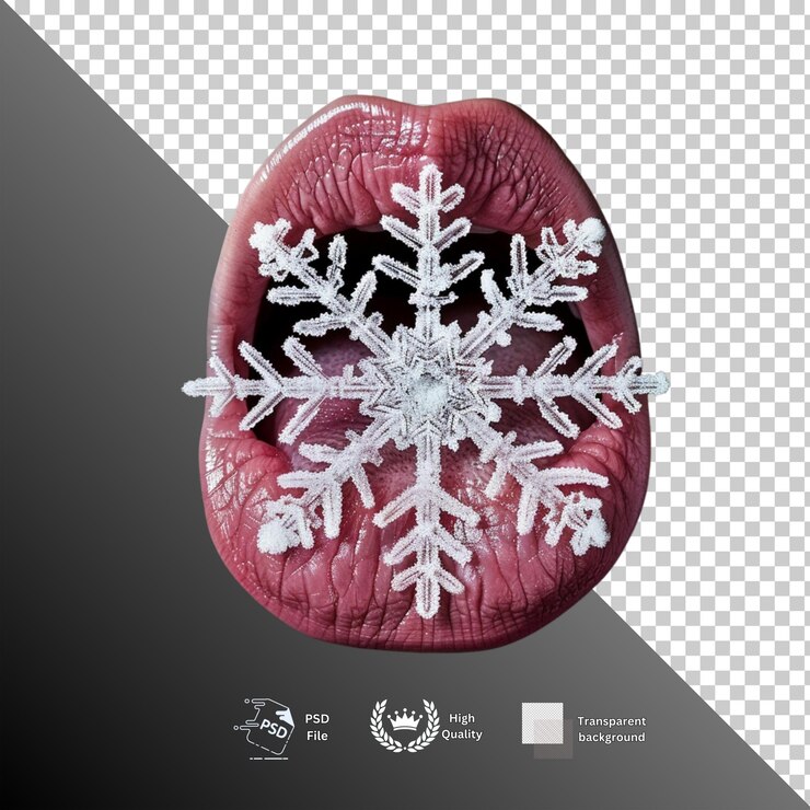 PSD bolsa de copo de nieve aislada sobre un fondo transparente