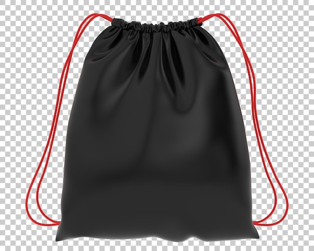 PSD bolsa con cordón en la ilustración de renderizado 3d de fondo transparente