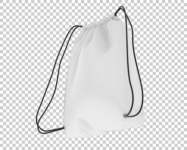 Bolsa con cordón en la ilustración de renderizado 3d de fondo transparente