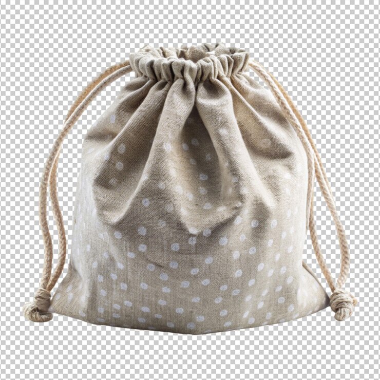 PSD bolsa de cuerda de tracción aislada sobre un fondo transparente
