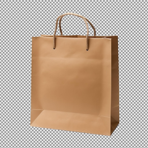 PSD bolsa de compras de papel reciclado marrom 3d em fundo branco rendering 3d isolado em fundo branco