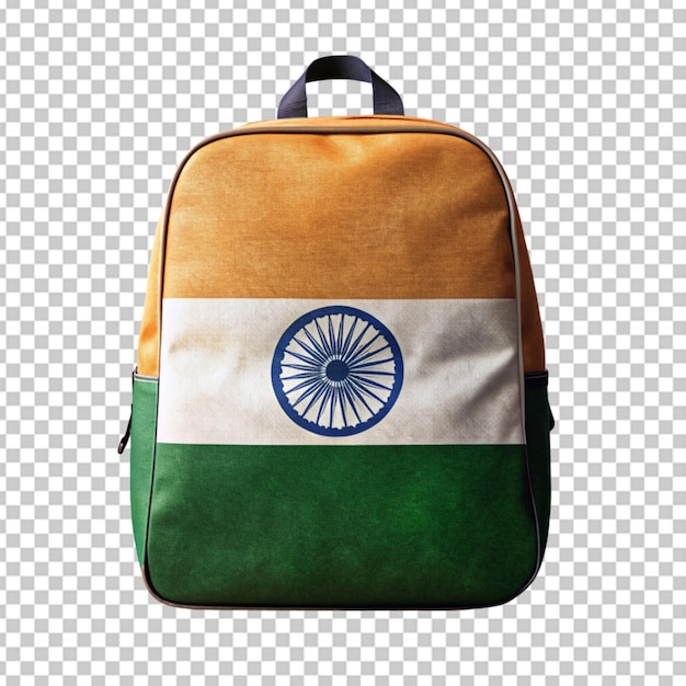 PSD bolsa de escola com bandeira indiana de fundo transparente