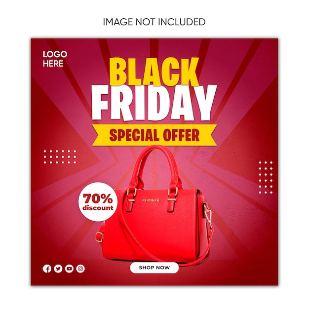 PSD bolsa de promoção black friday instagramfacebook