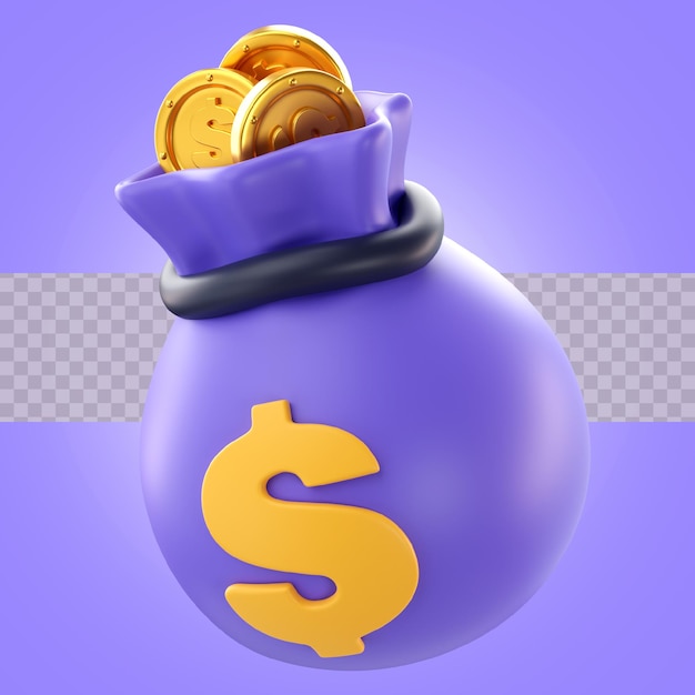 Bolsa de dinero de ilustración 3d