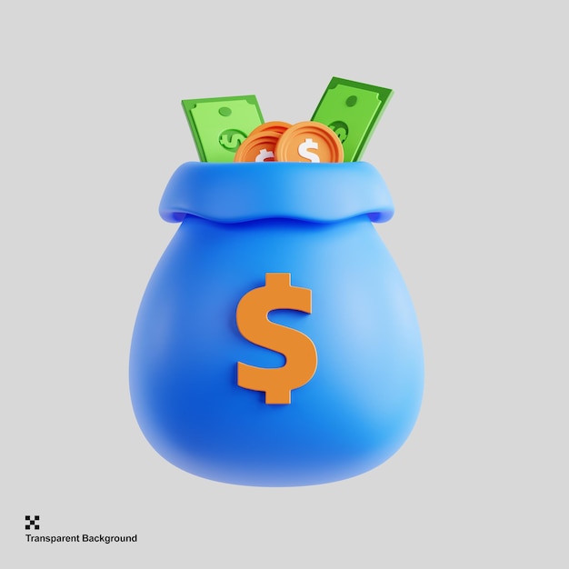 Bolsa de dinero de render 3d