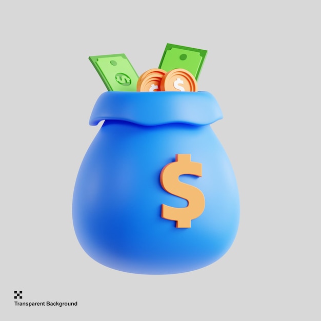 Bolsa de dinero de render 3d