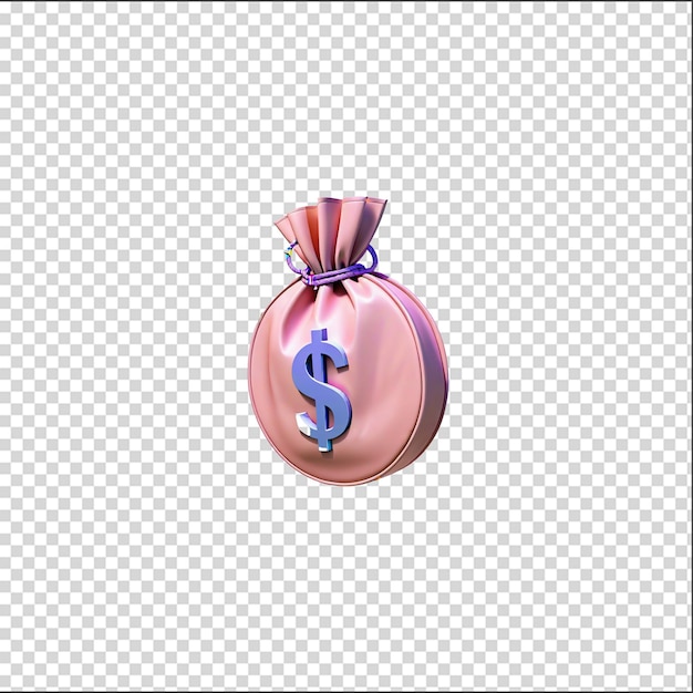Bolsa de dólar PSD 3D con fondo transparente