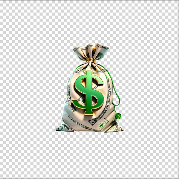 PSD bolsa de dólar psd 3d con fondo transparente