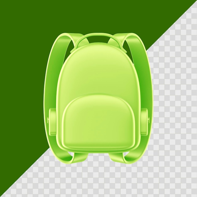 Bolsa escolar 3d verde isolada para composição