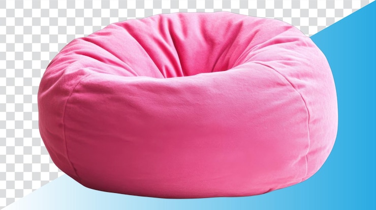 PSD la bolsa de frijoles rosa brillante inspira momentos de relajación acogedores para todos sobre un fondo transparente