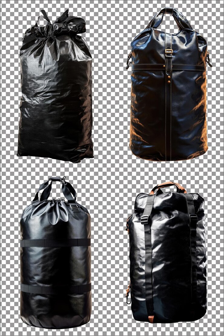 Bolsa grande y pesada vertical, sencilla, robusta y espaciosa para almacenar, hiperrealista, aislado PNG con claridad.
