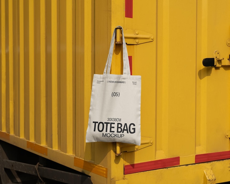 PSD bolsa de lona colgada en la maqueta del camión