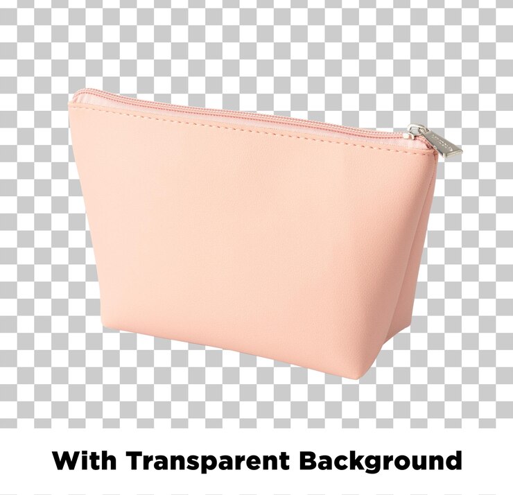 PSD bolsa de maquillaje rosa con fondo transparente