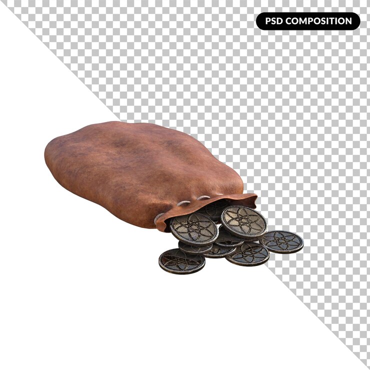 PSD una bolsa de monedas renderizado 3d aislado