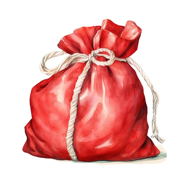 PSD la bolsa de papá noel para el evento de navidad estilo de acuarela generado por ia