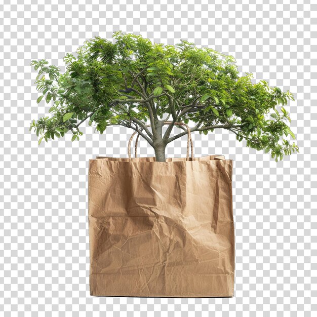 PSD una bolsa de papel con un árbol en ella