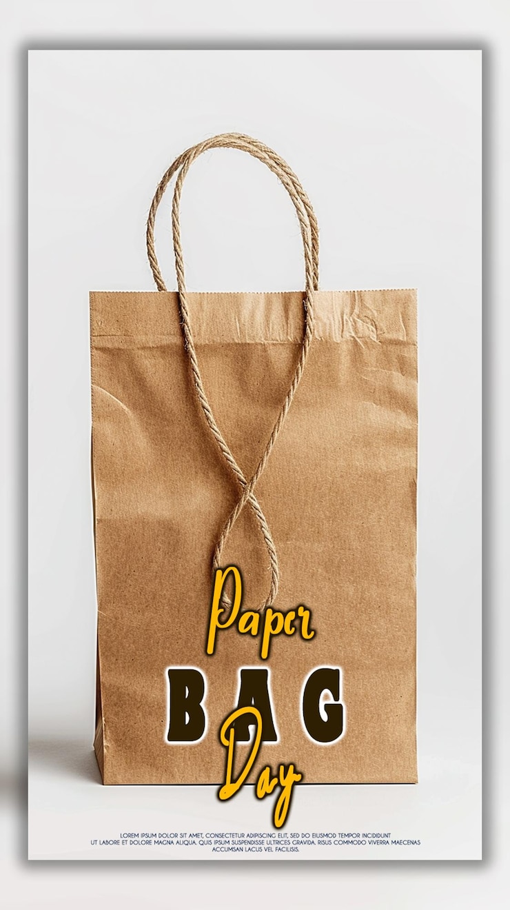 PSD bolsa de papel bolsa de ecología del día con hojas bolsa de compras que contiene varias flores fondo