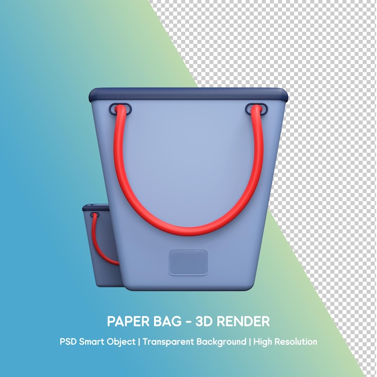 PSD bolsa de papel con ilustración 3d