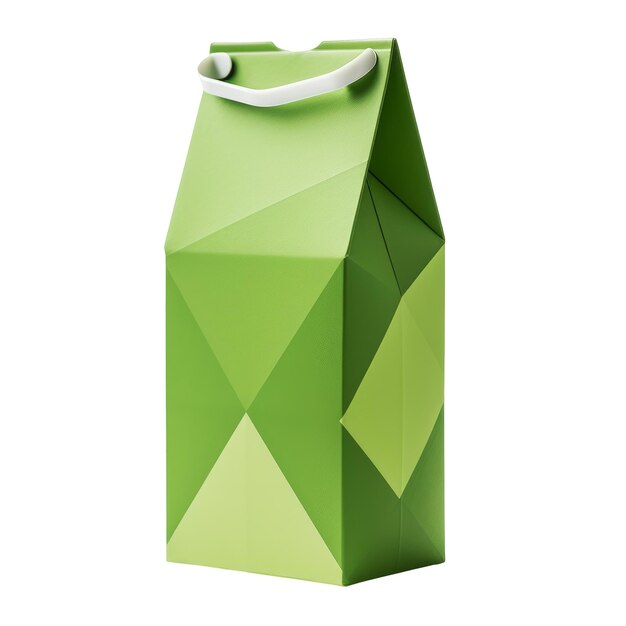 Bolsa de papel verde en un fondo transparente