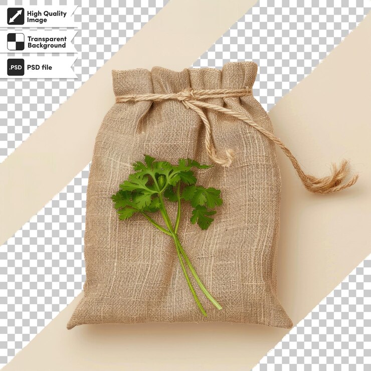 PSD una bolsa de perejil está en un fondo transparente