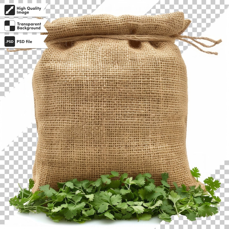 PSD una bolsa de perejil está en un fondo transparente