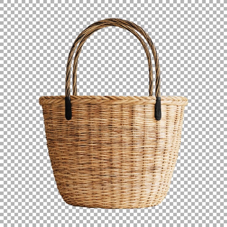 PSD bolsa de ratán en un fondo transparente generada por ai