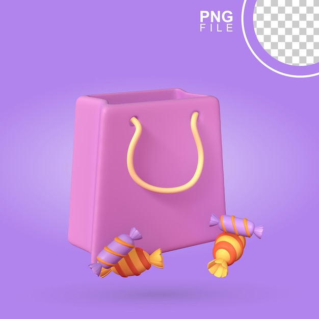 PSD bolsa de regalo de halloween espeluznante en 3d