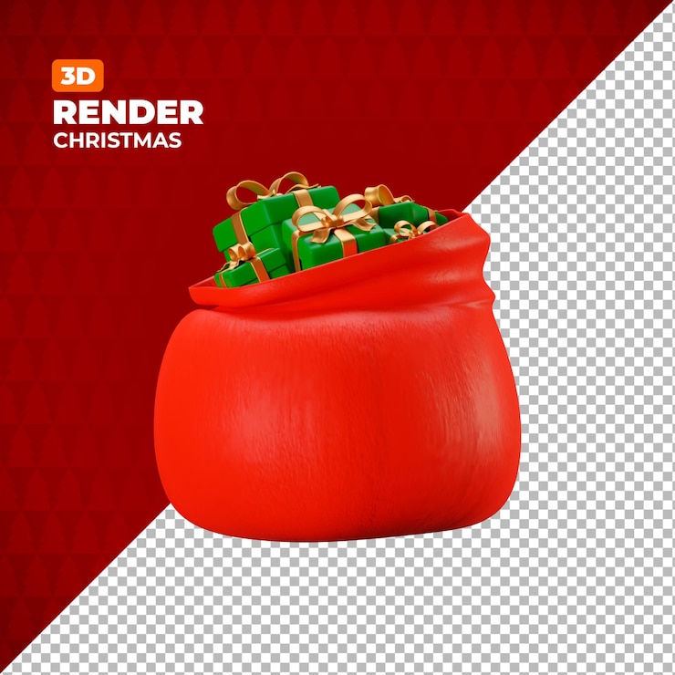 PSD bolsa de regalo navidad modelo 3d