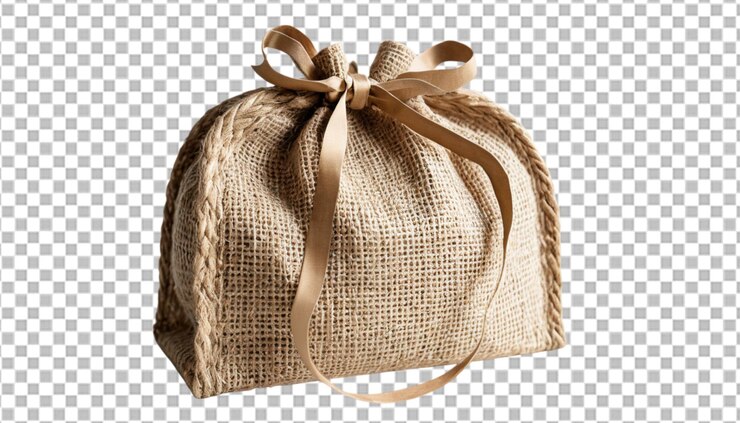 PSD bolsa de regalo de yute natural es una opción ecológica