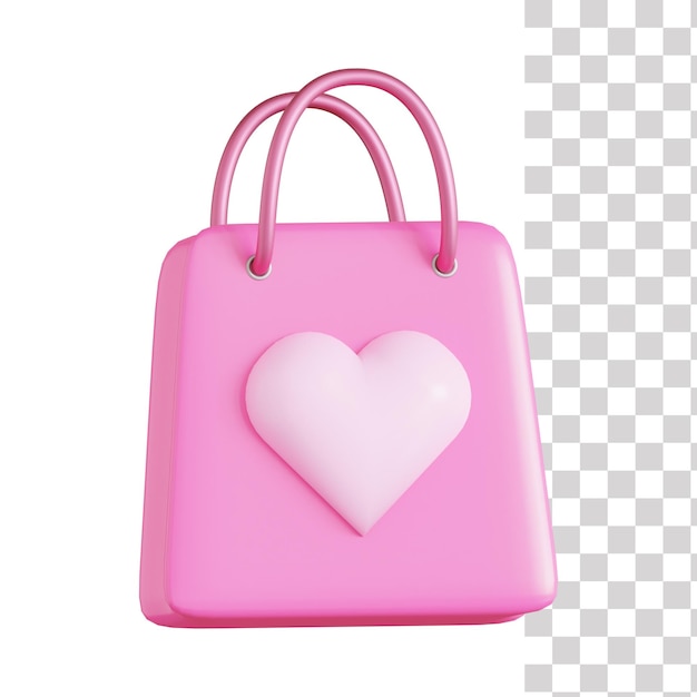 PSD una bolsa rosa con un corazón.