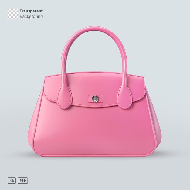 PSD bolsa rosa em 3d para mulheres