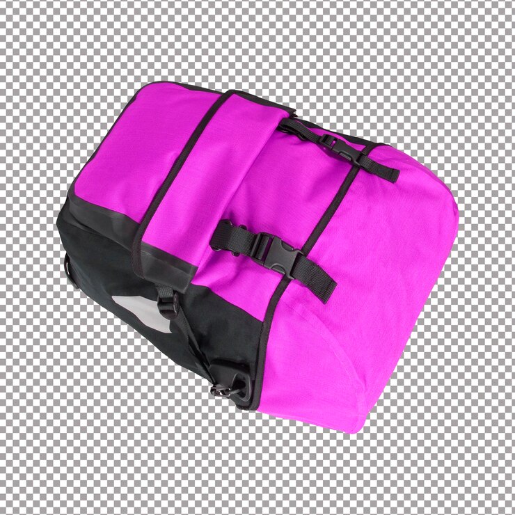 PSD bolsa rosada aislada en blanco