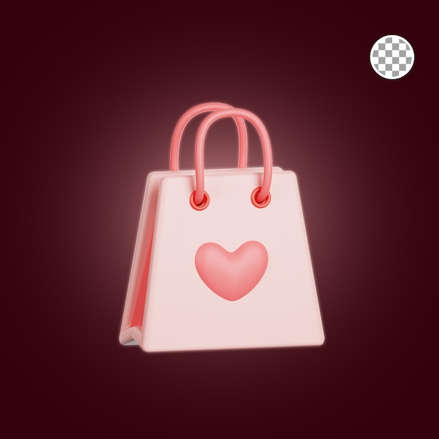 PSD bolsa de san valentín ilustración 3d