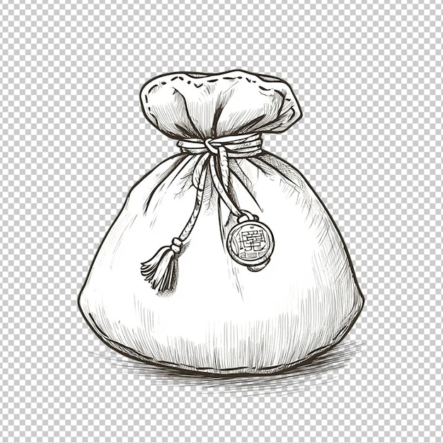 La bolsa de la suerte tradicional coreana Bokjumeoniva con fondo transparente aislado