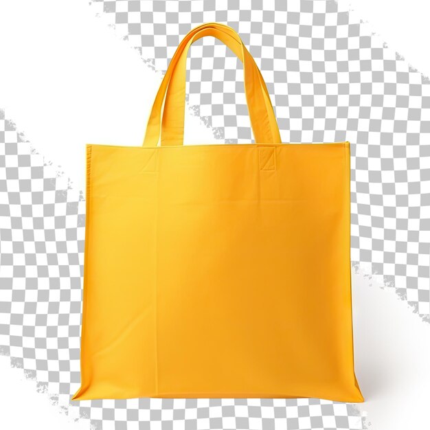 PSD bolsa de tela de compras amarilla aislada en transparente con camino de recorte