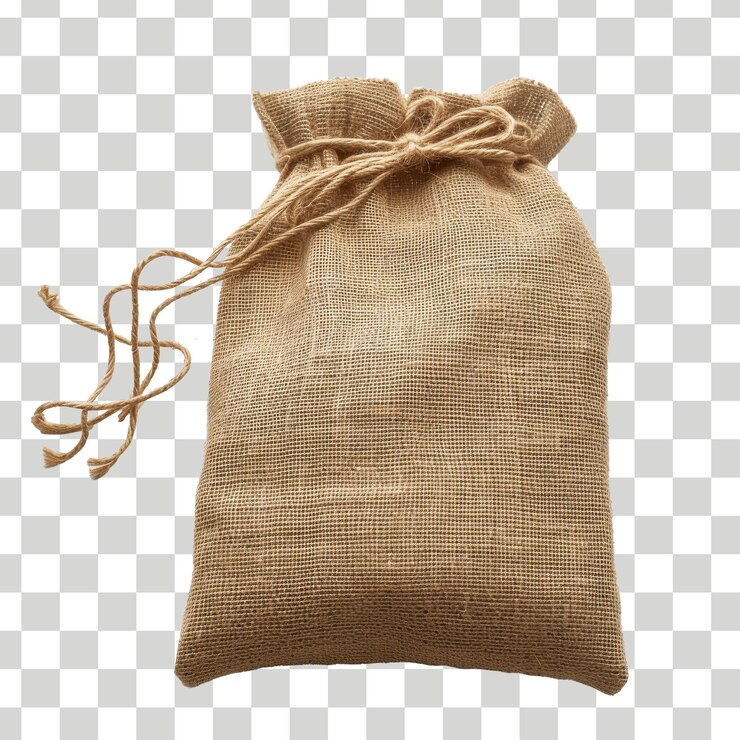 una bolsa de tela marrón con una cuerda en ella