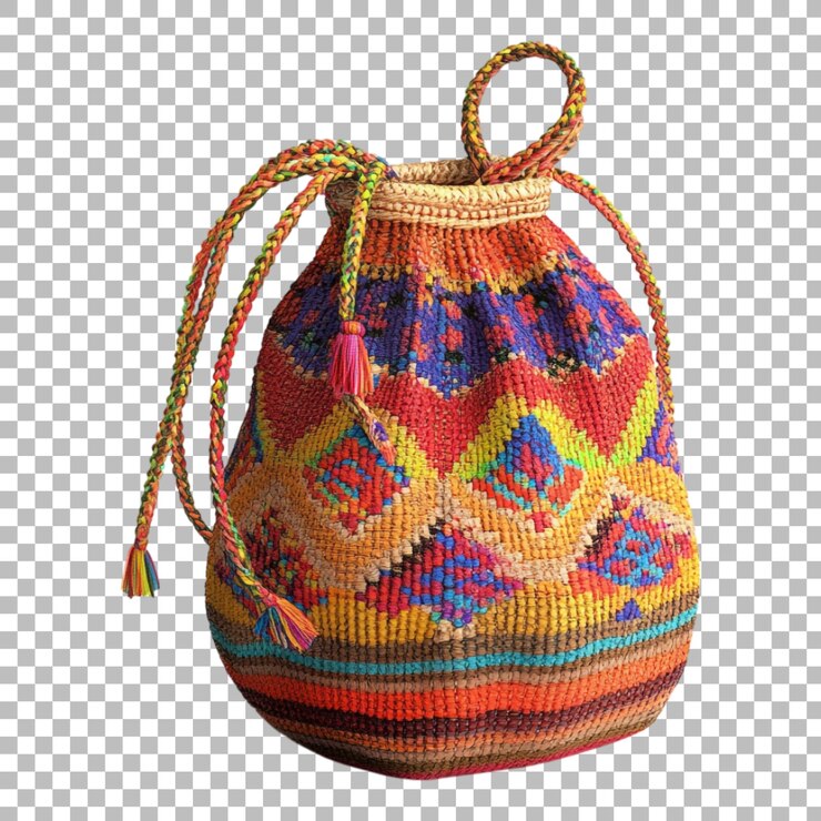 PSD bolsa tradicional hecha a mano de png contra un fondo transparente