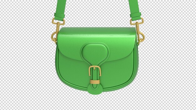 Una bolsa verde sobre fondo transparente