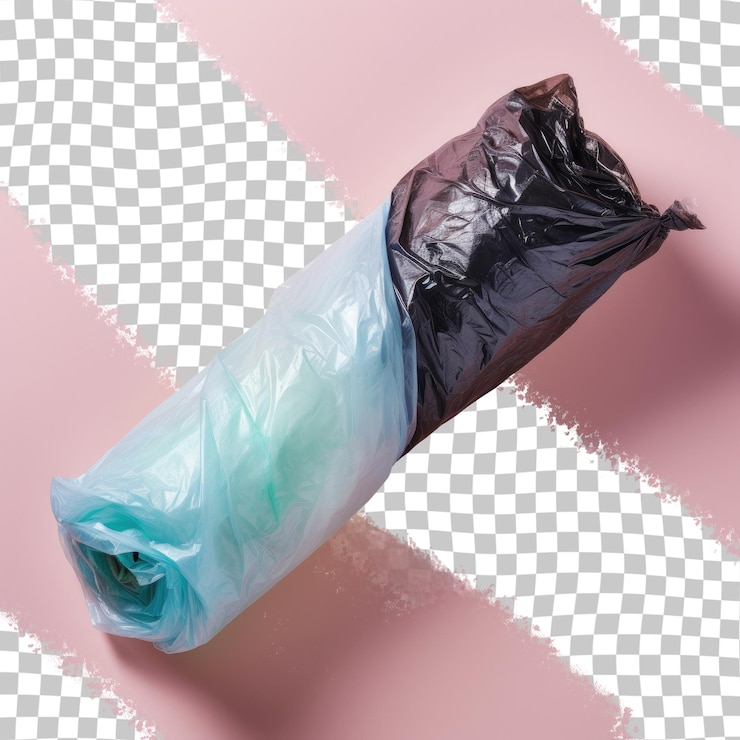 PSD bolsas de basura de plástico reciclado sobre un fondo transparente