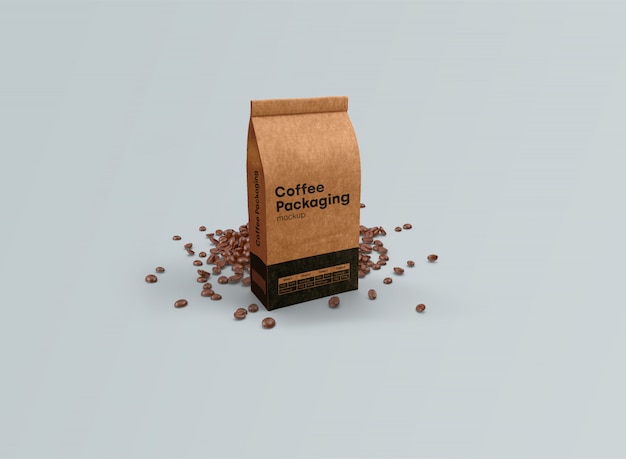 Bolsas de café maqueta gravedad Psd