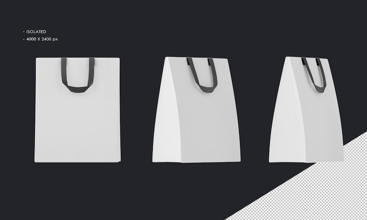 PSD bolsas de compras blancas aisladas