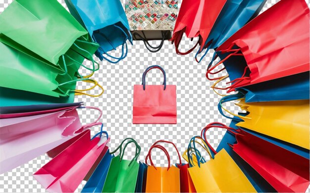 Bolsas de compras de colores de varios tamaños y formas