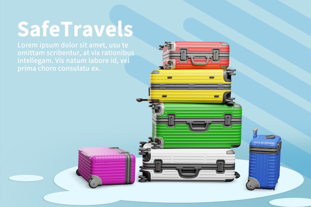 PSD bolsas de viaje en 3d render ilustración